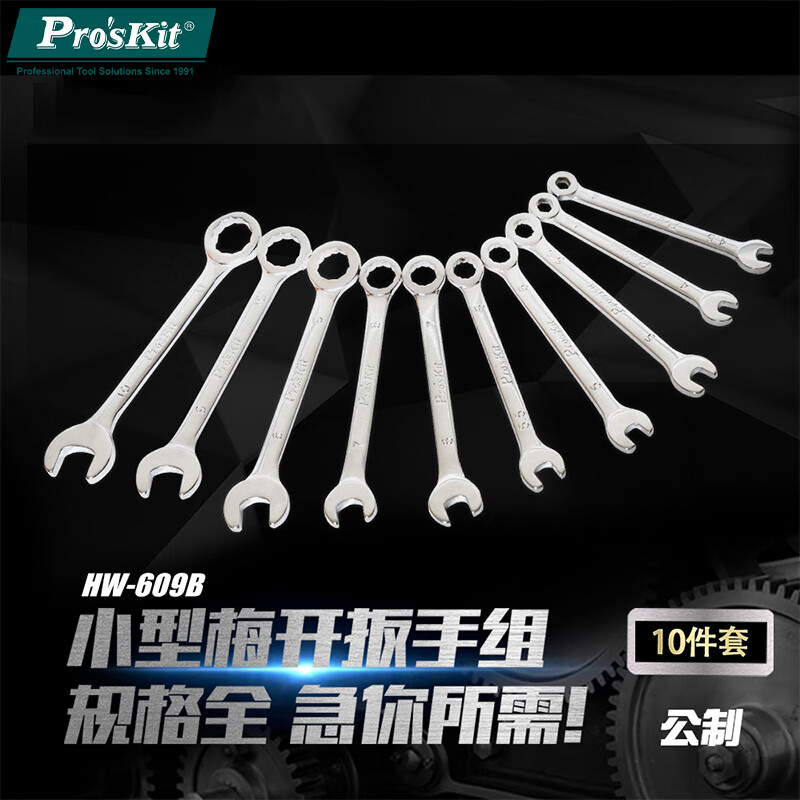 Baogong (Pro skit) HW-609B small box wrench dual-purpose set (set of 10) metric