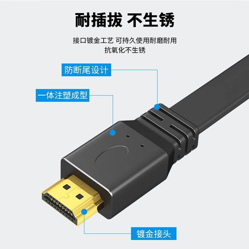 Ningcai (NINGCAI) HDMI high-definition cable version 1.4 1080P audio and video signal cable NC-HD14MM0150B flat cable 14+1 core black 1.5m