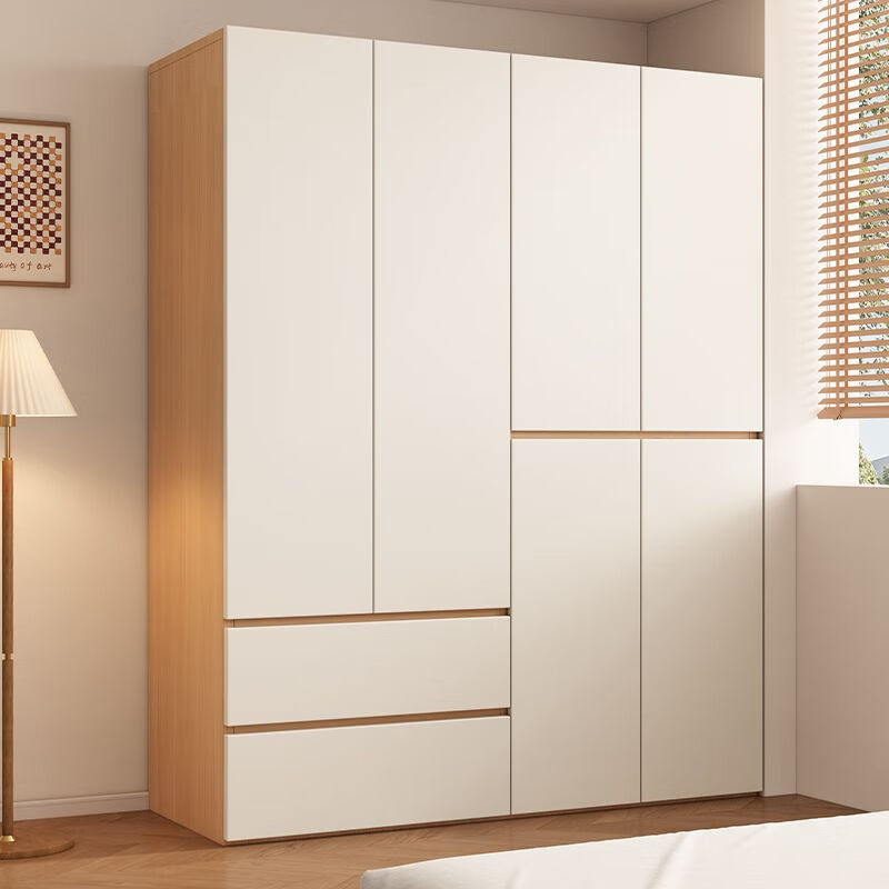 Butterfly Dragonfly free installation wardrobe solid wood bedroom storage storage cabinet size apartment bedroom light luxury large wardrobe 2 meters main cabinet + top cabinet