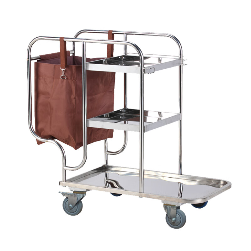 Cleaning Car Cleaning Car Stainless Steel Multi-Function Trolley Property Hotel Hotel Cleaning Tools Linen Cart Model A (Carpet Red Wheel)