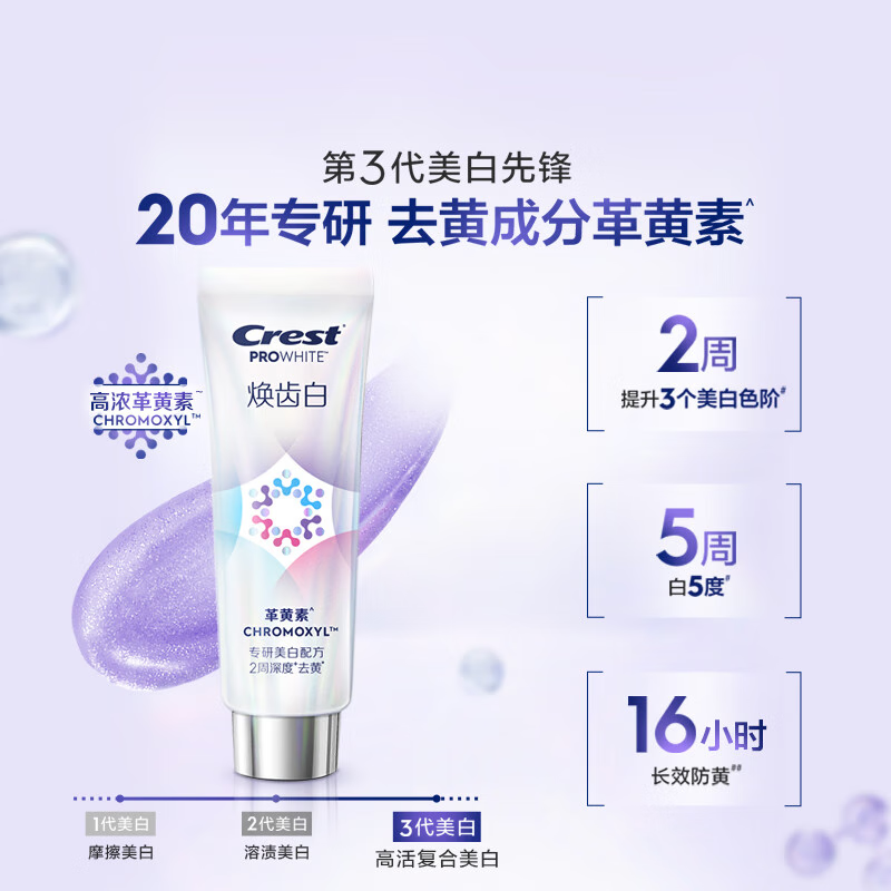 Crest's new product White Teeth Dissolved Whitening Toothpaste removes stains, brightens teeth, freshens breath, and whitens. Best Selling White Teeth Removes Yellowing + Dissolved Total 180g