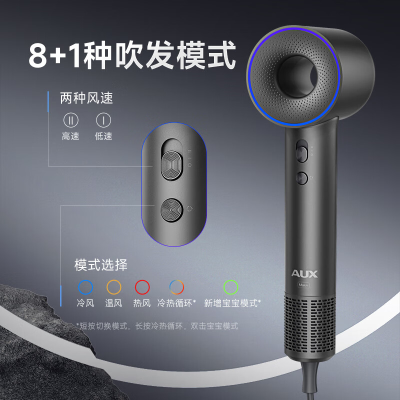 AUX high-speed hair dryer, silent negative ion household high-power hair dryer, leafless hair dryer, strong wind, quick-drying hair care, men's special hair dryer, national subsidy G18
