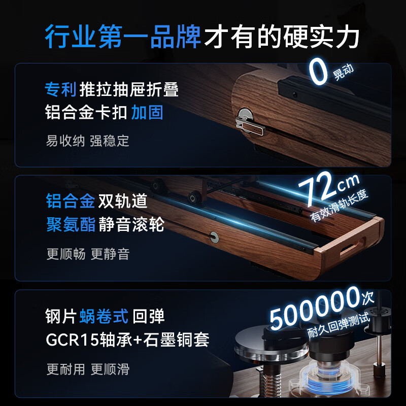 MERACH rowing machine household foldable hydromagnetic dual-resistance fitness equipment fat-burning comprehensive training boat slider 950 upgraded plug-in integrated upgrade 65KG strong