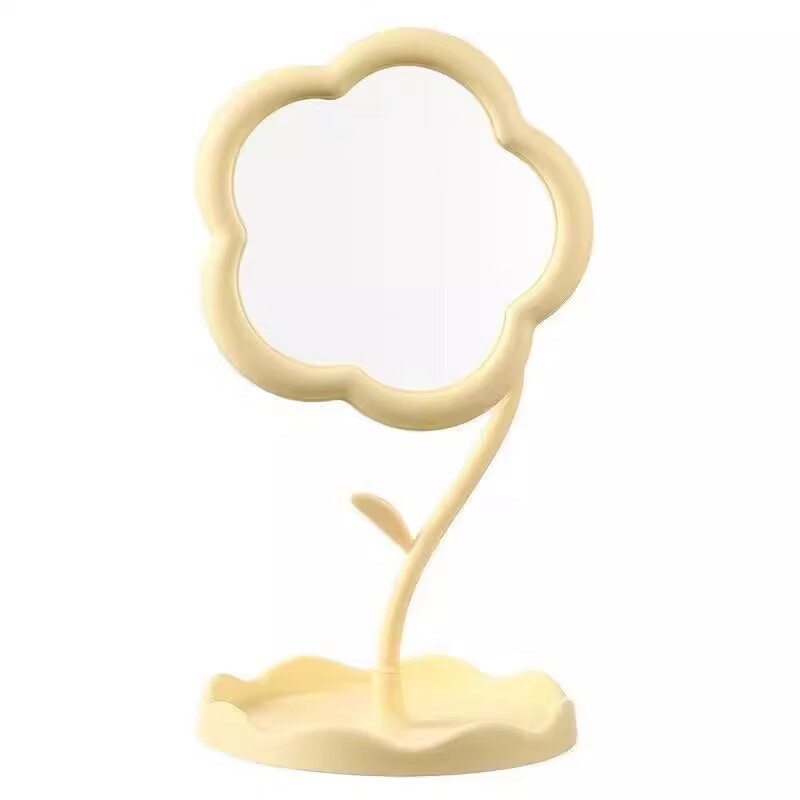 Jingdong Logistics ins flower makeup mirror girl's heart rotatable desktop desktop makeup mirror student dormitory portable makeup mirror flower mirror pink