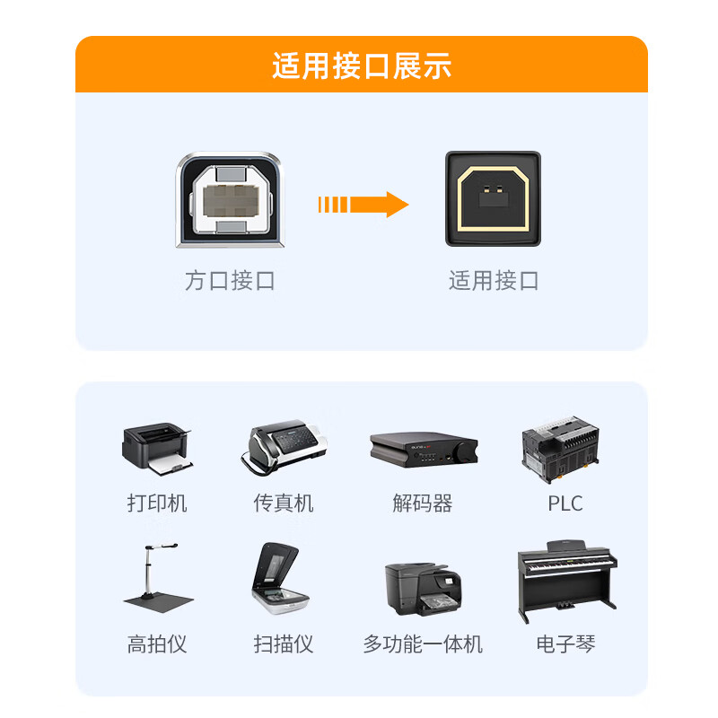 Biaz printer data cable 2.0 square port USB high-speed printing cable supports HP HP Canon Epson printer extension line uplink b line 3 meters