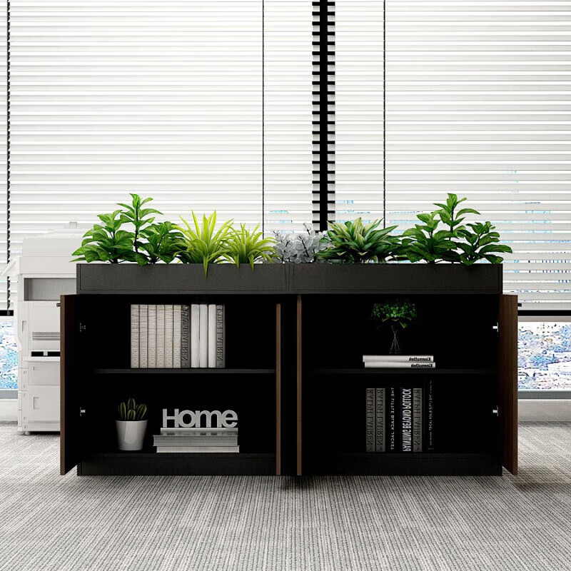 Office partition cabinet, flower trough cabinet, flower cabinet, storage wooden cabinet, low cabinet, side cabinet, flower cabinet, three-door cabinet 120X30X100CM walnut