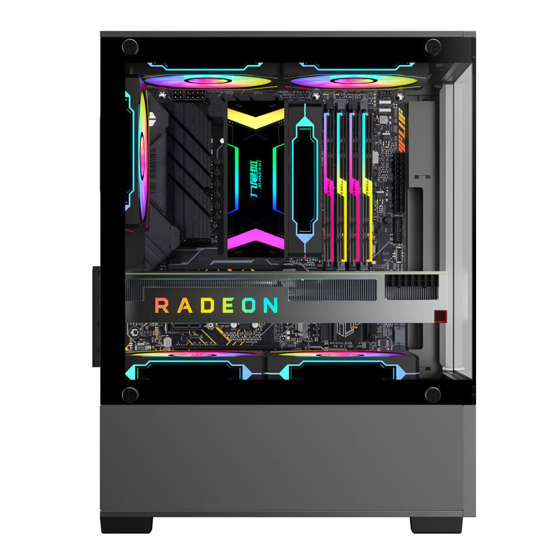Jiuweihu Sea View Room Column-less MINI Computer Case Desktop Double-sided Glass Side Transmission/Support MATX Motherboard/120 Water Cooling T09 Column-less MINI Sea View Room Black + 5 Black Color Lighting Fans