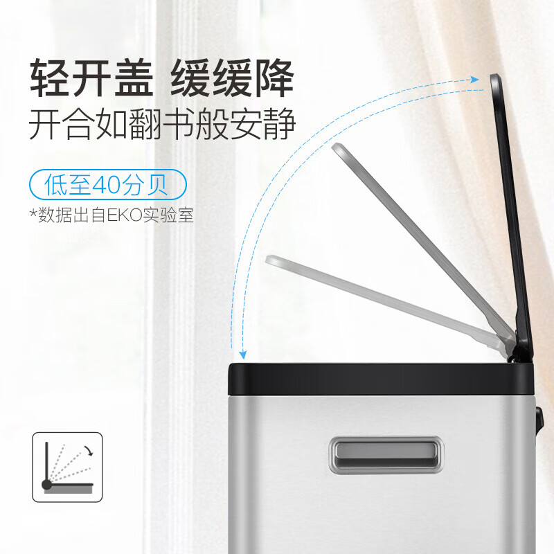 EKO large classification trash can indoor hotel property hall office hospital commercial dry and wet separation foot bucket 8229-10L+10L free classification label