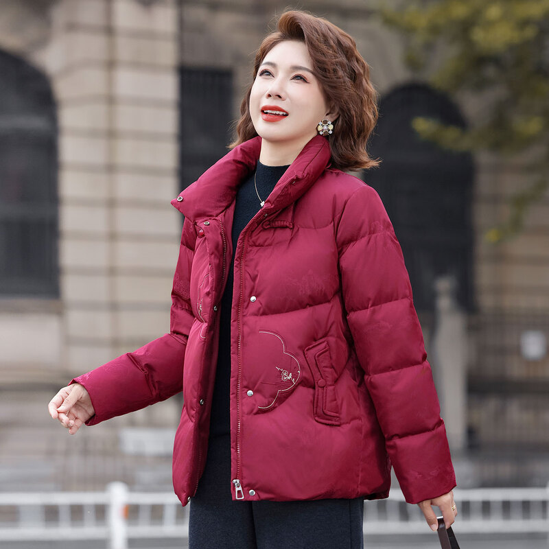 YAYA mother down jacket winter 2025 new middle-aged and elderly short stand-collar women's style thickened warm jacket