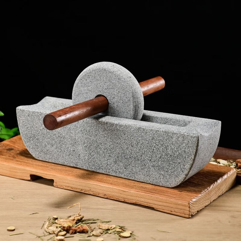 Hualeji stone roller, Tang Dynasty and Song Dynasty tea grinder, small stone mortar, medicine mortar, tea grinder, matcha tea powder, tea cake, Chinese medicine grinder, stone roller diameter 30 cm (smooth sailing)