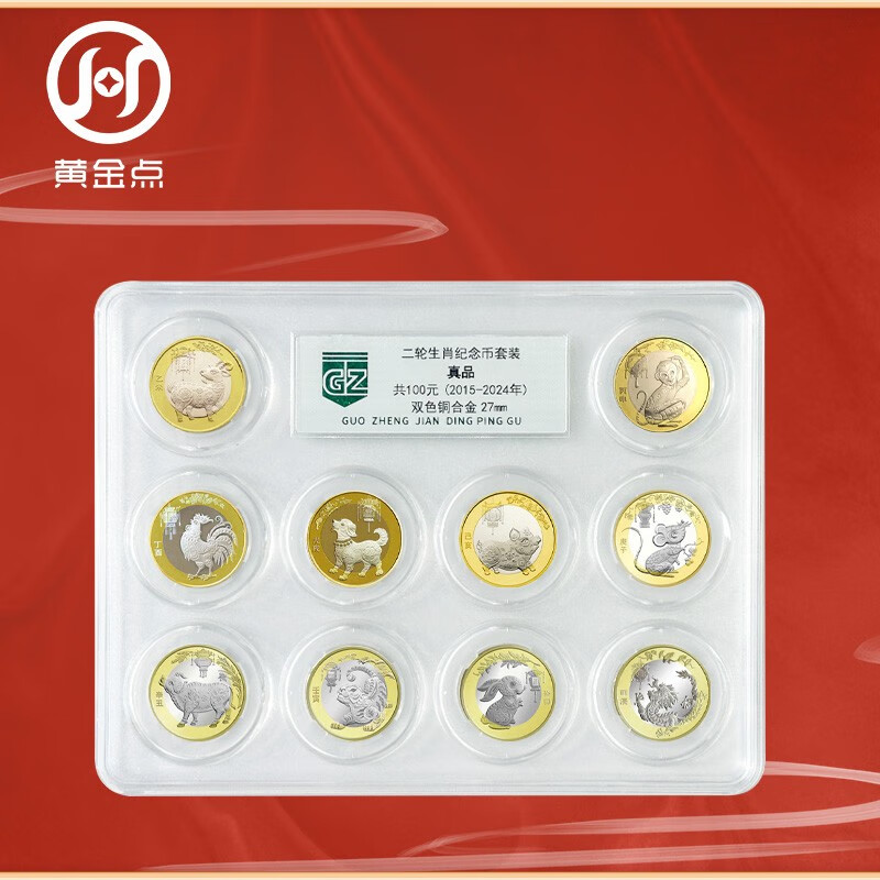 2015-2024 Second round of 10 zodiac commemorative coins, encapsulated appraisal version, Year of the Dragon commemorative coins, Year of the Rabbit, Year of the Tiger