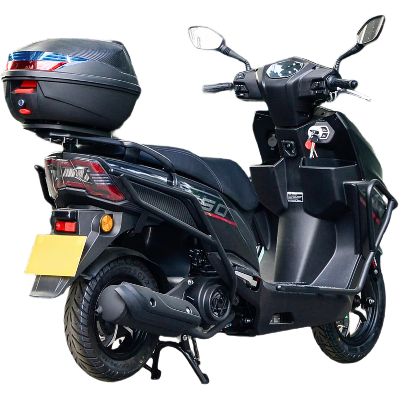 Qianjiang TAN150+ fuel motorcycle, cool pedals, fuel-saving takeaway truck, bumper + trunk, starry night black