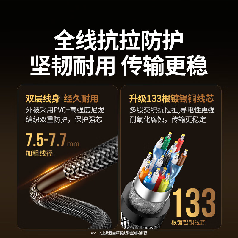 Greenlink HDMI cable version 2.1 certified 8K60Hz 4K240Hz HD video connection cable laptop set-top box connected to TV monitor projector 2 meters 70321