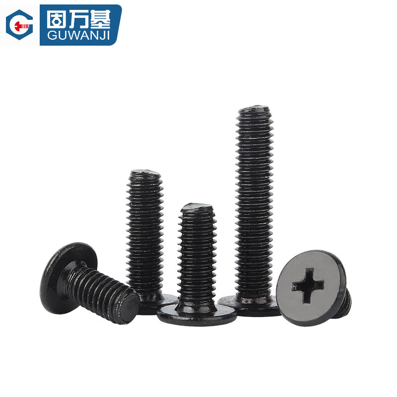 Guwanji 304 stainless steel black cross flat head screws CM large flat head thin head computer screws M2-M6 M2*2 200 pieces