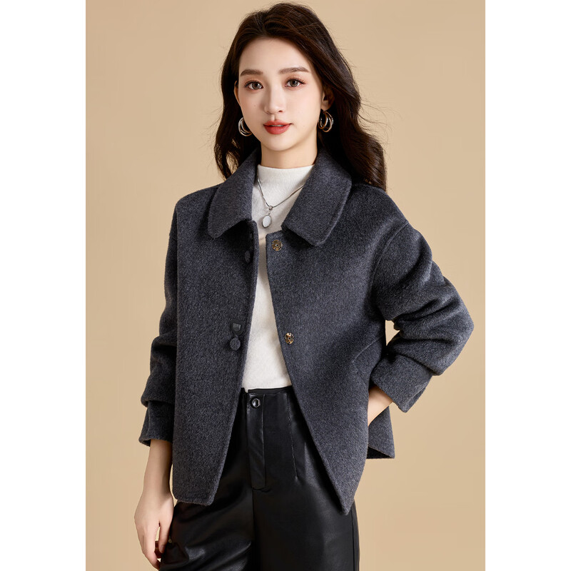 Kebel sheep wool double-sided woolen coat for women 2025 new autumn and winter temperament slim small fragrant style woolen coat L