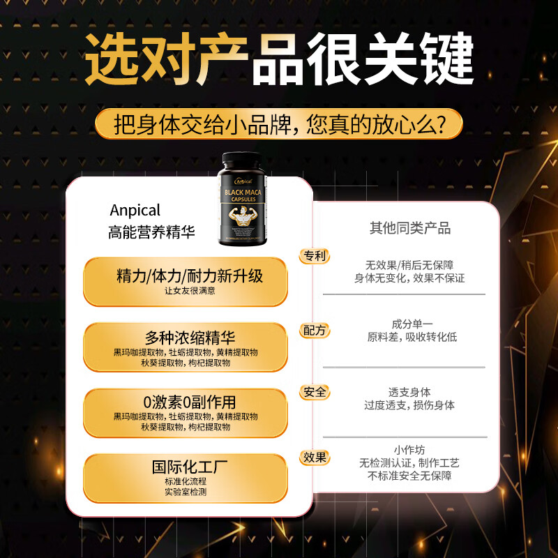 ANPICAL high content of undecanoic acid, male testosterone booster, kidney-tonifying, yang-enhancing, thickening hard capsule men's health care product 60 capsules