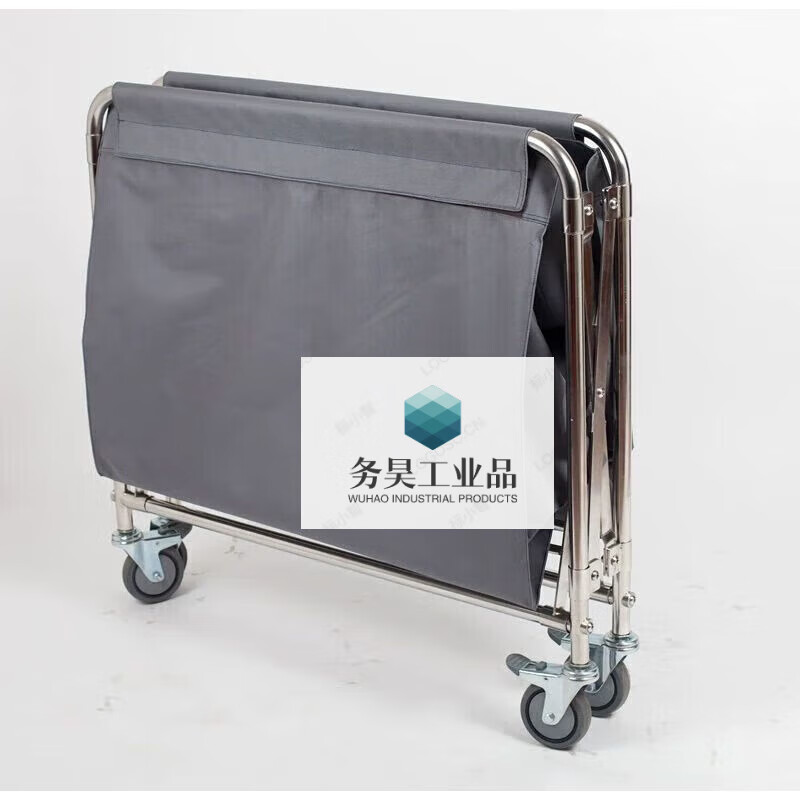 Folding linen cart hotel stainless steel collection trolley room entrance hotel property service cart room hygiene cleaning stainless steel folding cart gray