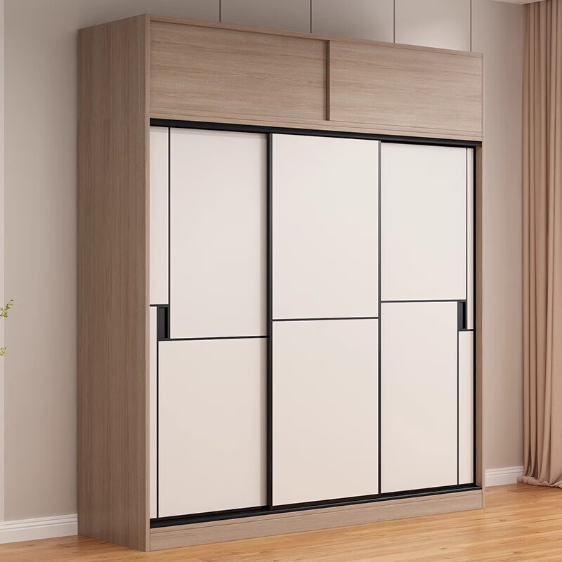 Huixun Jingdong's own brand solid wood wardrobe bedroom simple sliding door wardrobe large capacity storage cabinet 100*50*200CM