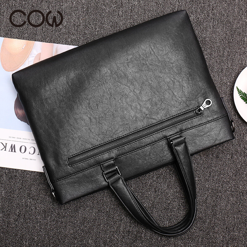 French COW men's bag briefcase men's business laptop bag casual shoulder crossbody travel backpack C-8616 briefcase black
