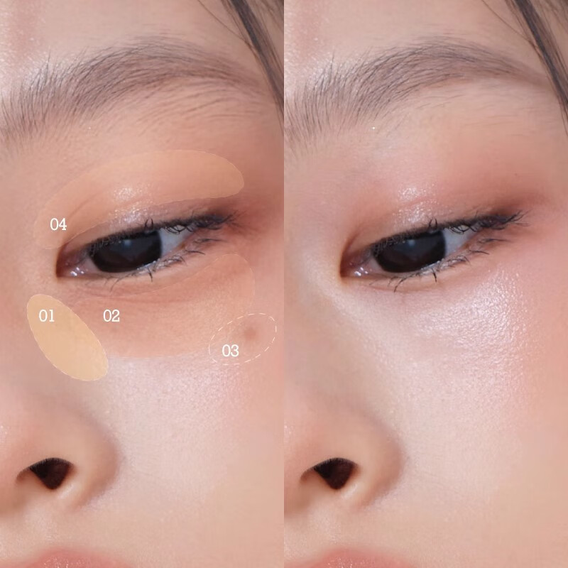 I-WAWA New Product iwawa Concealer Palette Wow Concealer Palette Four-Color Brightening Highlight Contouring Blush Covers Color Spots and Acne Marks iwawa Four-Color Concealer Palette*1+ Get 1 Thumb Puff