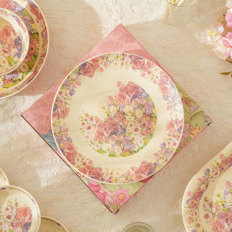 Huadian Blossoms Ceramic Bowl Housewarming Birthday Gift Ladies Wedding Tableware Wedding Souvenir Gift Box Set Gift Box Set Sweet Food for 2 People 15-piece Set