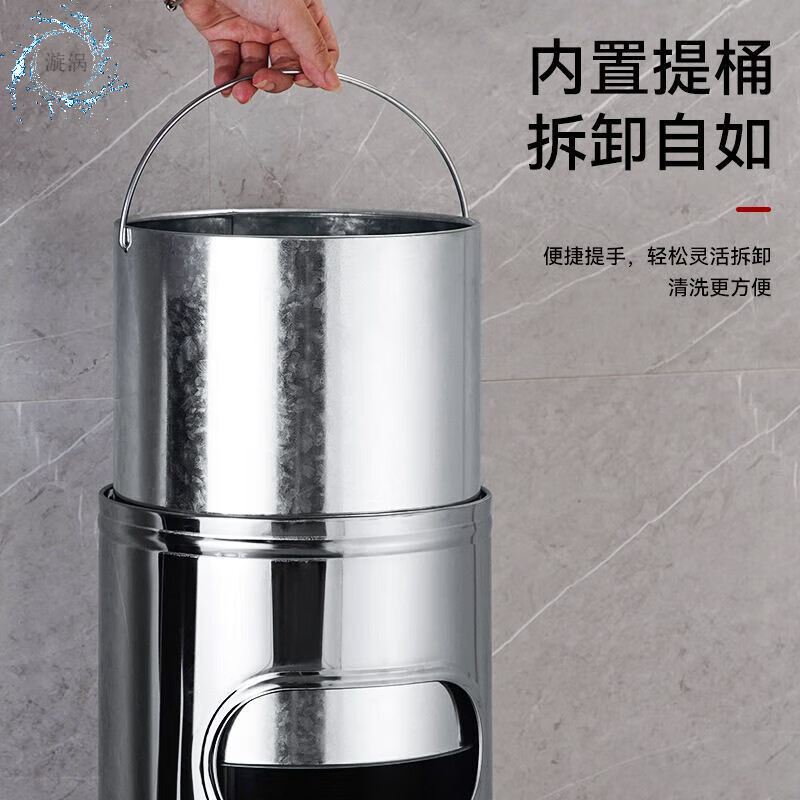 Cigarette butt trash can, stainless steel smoking room ashtray trash can, hotel lobby vertical peel box integrated public office, square sanded with iron inner bucket