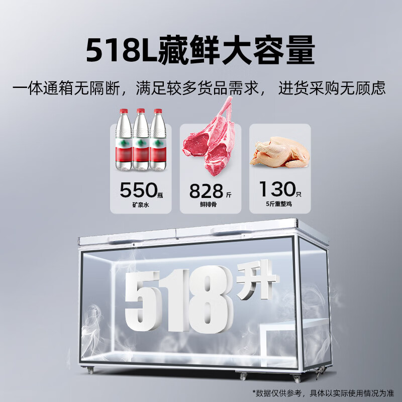 Star Freezer Commercial Freezer Large Capacity Refrigerated Freezer Horizontal Single Temperature Refrigerator Fresh Freezer Deep Cold High-End Model 408 Liters丨1.36 Meters丨-45