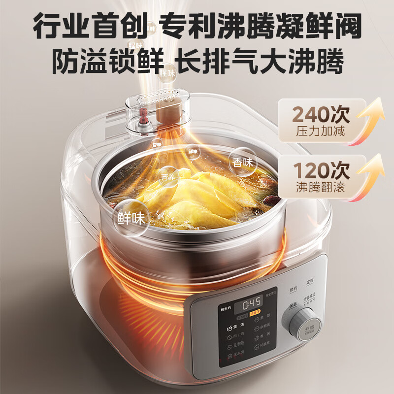 Midea Xiao Ning Xian Boiling Fragrance Electric Pressure Cooker 0 Fluorine Mother and Baby 316L Steel Kettle 0 Coating 5L Pressure Cooker 60S Quick Discharge Household Soup Cooker for 4-6 People Rice Cooker C5940N