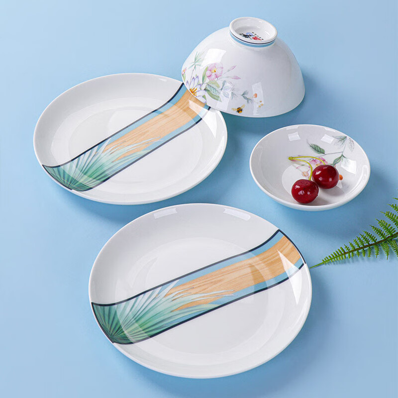 Tao Yuan Meng Blossoms Bowls and Plate Tableware Sets Light Luxury Household Tableware Gift Boxes
