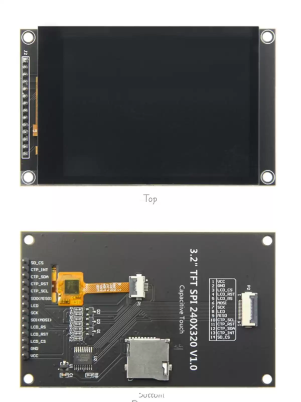 3.2-inch SPI serial port TFT LCD screen capacitive touch screen display module 240*320 IPS version black no touch IPS