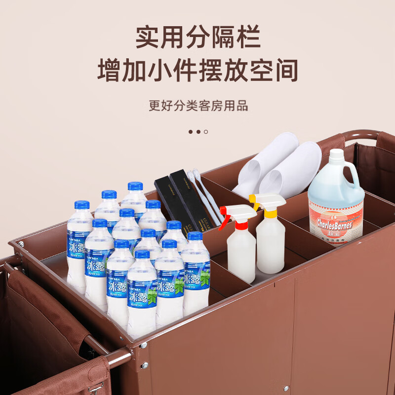 Multifunctional hotel linen cart bag cleaning trolley cleaning work cart room service cleaning (bilateral model) tile silent wheel