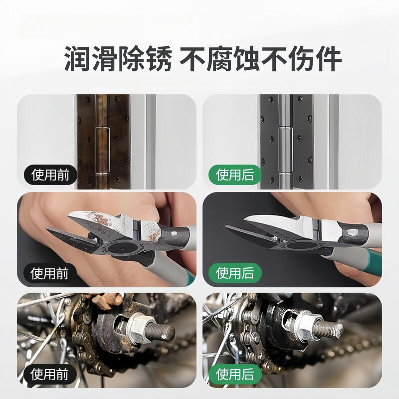 Zongchen Rust Remover Metal Quick Cleaning Powerful Anti-rust and Rust Removal Iron Door Shaft Hinge Noise Lubrication Loose Screws Zongchen Rust Remover 1 Bottle 450ml Comes with Sandpaper + Comes with Spray