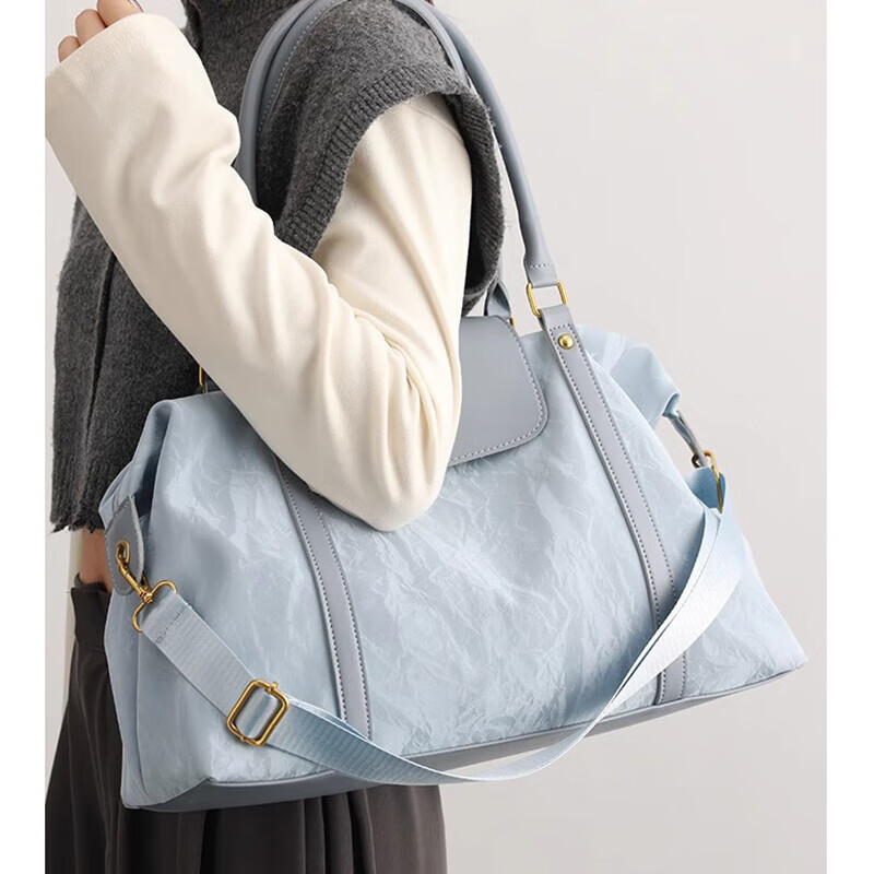Xingxi large-capacity short-distance travel bag women's shoulder cross-body business trip luggage bag fitness handbag bag maternity bag storage bag blue