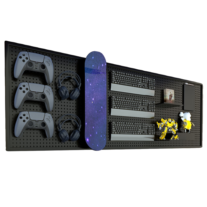 Shijanu E-sports thickened hole board storage rack stainless steel wall-mounted storage rack multi-functional hardware shelf jewelry storage 40*60 with frame_thickened version_free 10 10 cm double hooks