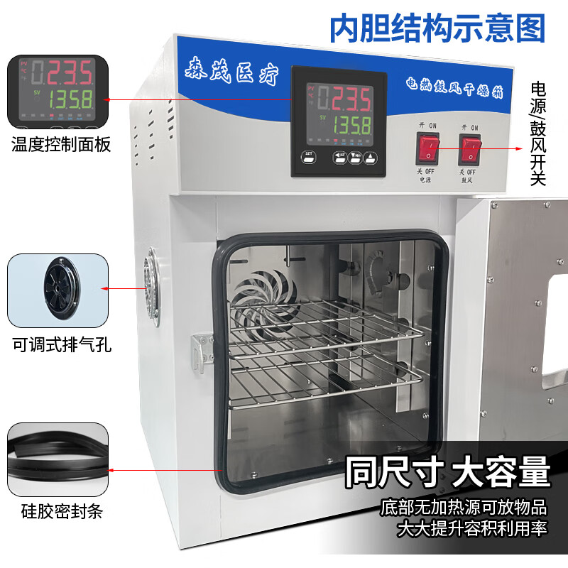 Huayao Senmao electric constant temperature blast drying oven laboratory drying oven industrial oven grain Chinese herbal medicine equipment dryer horizontal upgraded 16L stainless steel liner with blast