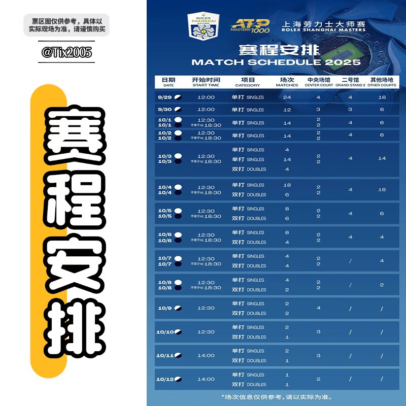 2025 Shanghai Rolex Masters Ticket ATP1000 Shanghai Tennis Masters Super Friends Central Venue Enjoy Seat SA+B Grandstand Ticketing September 29 to October 12 2020-9-29 (12 00) Super Enjoy Double Ticket (Contact customer service for details, private bidding is invalid)