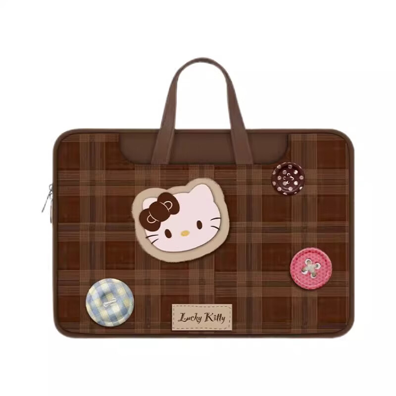 Lugeli Computer Bag Female Cute Kitten Laptop Bag Suitable for Apple Huawei Savior Commuting Travel Handbag Maillard Computer Bag 16 Inch