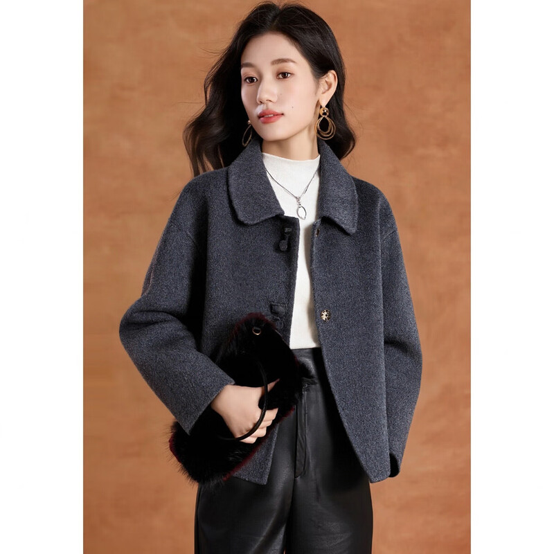 Kebel sheep wool double-sided woolen coat for women 2025 new autumn and winter temperament slim small fragrant style woolen coat L