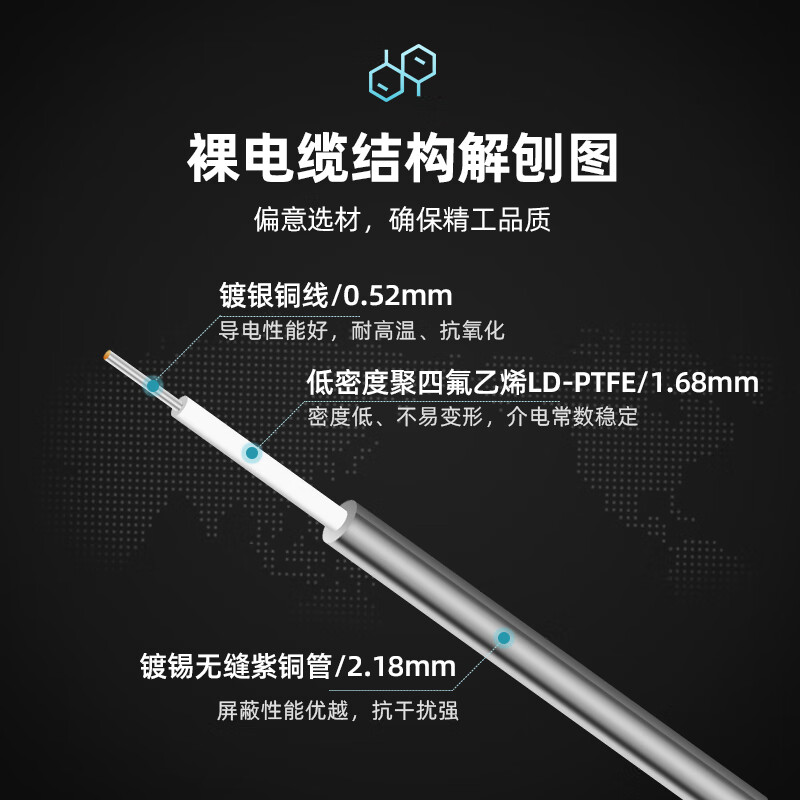 XINQY Xinqiyuan 086 copper tube RF connection cable DC-18GHz semi-steel/rigid SMA connector equipment signal test fixed extension cable SMA female-SMA female 0.15m