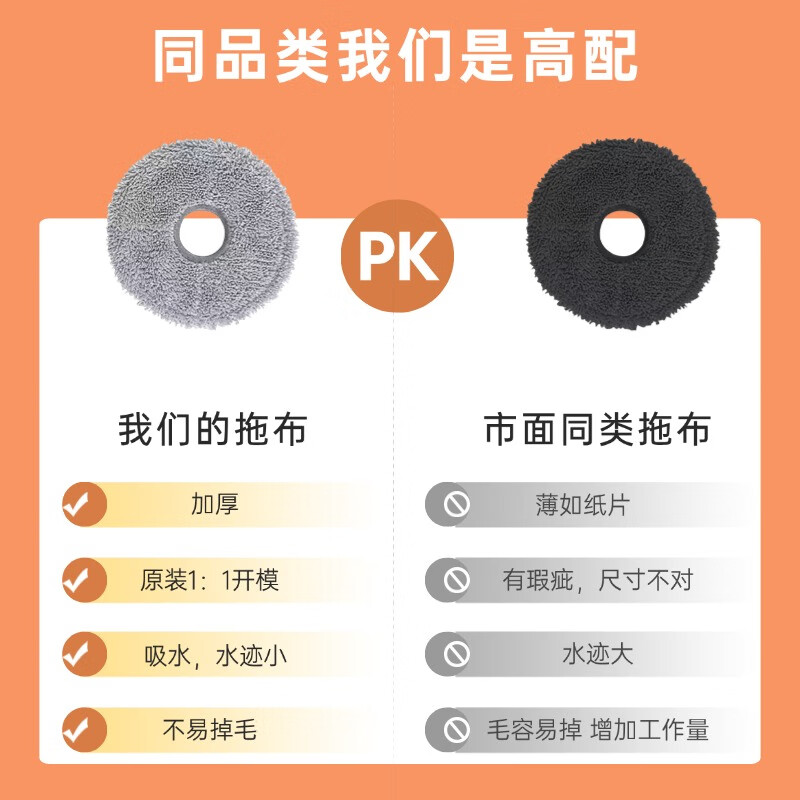 Suitable for Xiaomi Mijia M40 sweeping robot, mop, dust bag, filter, side brush, cleaning fluid, consumables, replacement accessories set, original quality, durable, Xiaomi M40 upgraded water-locking mop/4 pcs