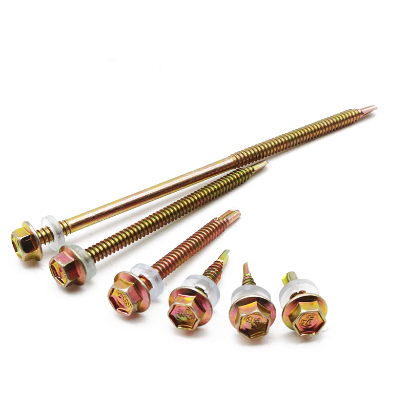 Oluoxun custom-made external hexagonal drill tail screws, color zinc self-drilling, self-tapping dovetail wire, galvanized iron sheet, color steel tile nail screws 5.5*50, 300 pieces/box