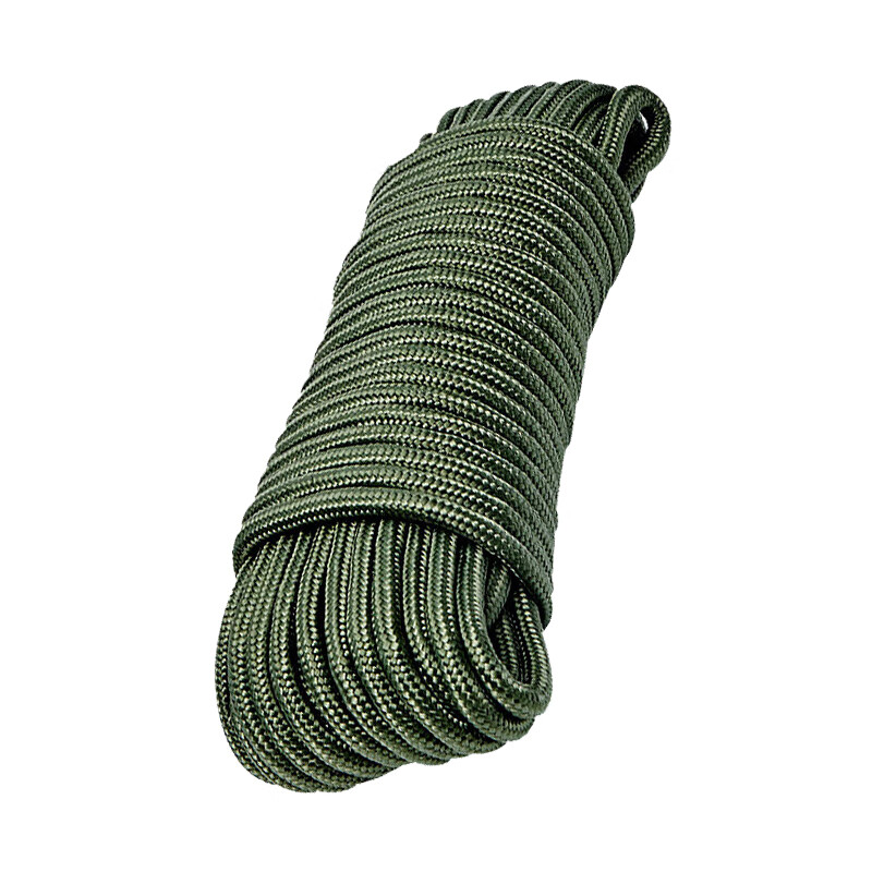 Jiuqiangu nylon rope 4mm*100 meters, military green packing rope, packing tape, high-strength bundling rope, core-covered wear-resistant and anti-aging nylon tie, braided rope, clothesline, packaging rope