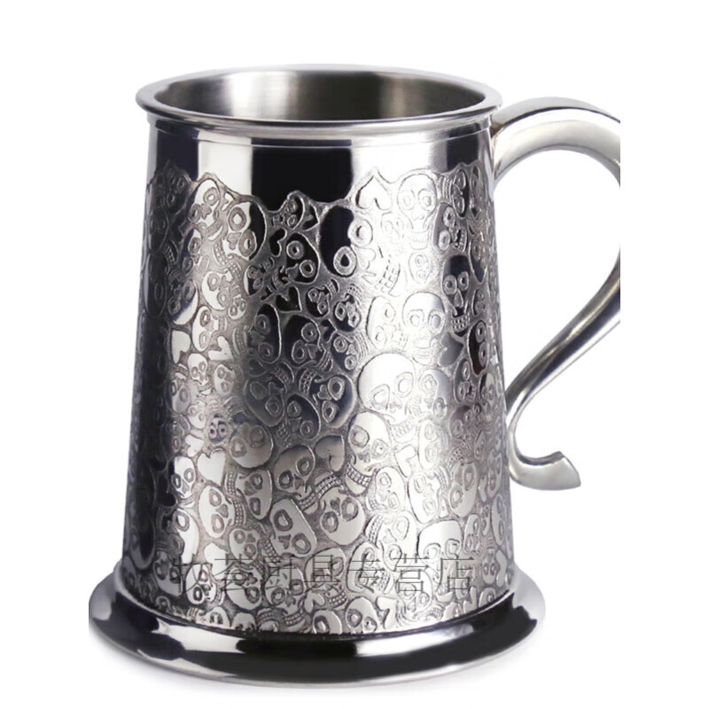 LISM British Sheffield tinware imported tin beer mug skull handmade retro British handmade retro British