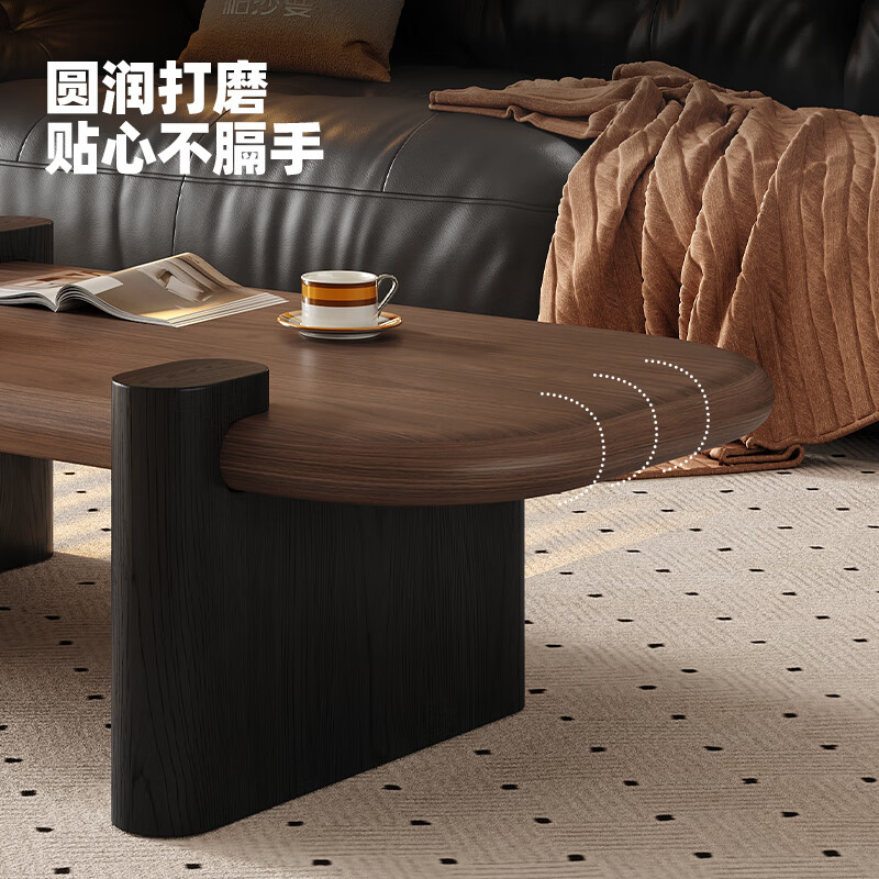 Pashaman brown tea table medieval light luxury high-end living room home oval coffee table combination small apartment 1.2 meters 6448Y