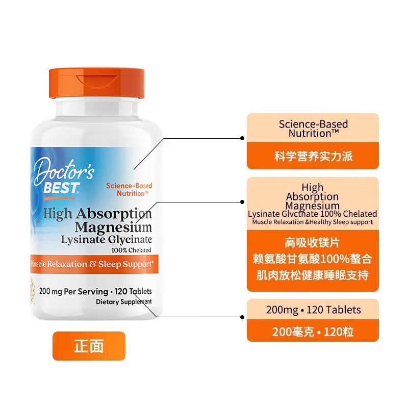 Doctors Best Magnesium Glycinate Chelated Magnesium Supplement Magnesium Tablets Relieve Tension and Anxiety Improve Sleep Quality Help Sleep 120 Tablets Trial Pack