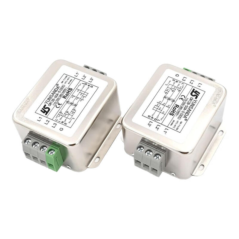 YUNSANDA three-phase three-wire terminal block guide rail type 380V power filter AC anti-interference CW12B-40A-R CW12B-40A-R guide rail installation