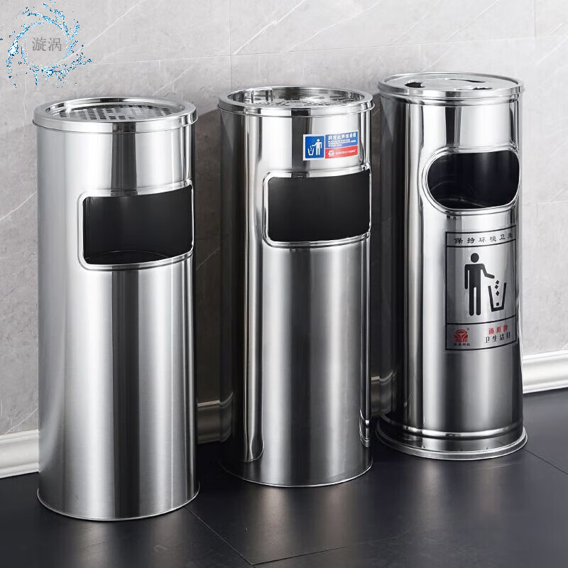 Cigarette butt trash can, stainless steel smoking room ashtray trash can, hotel lobby vertical peel box integrated public office, square sanded with iron inner bucket