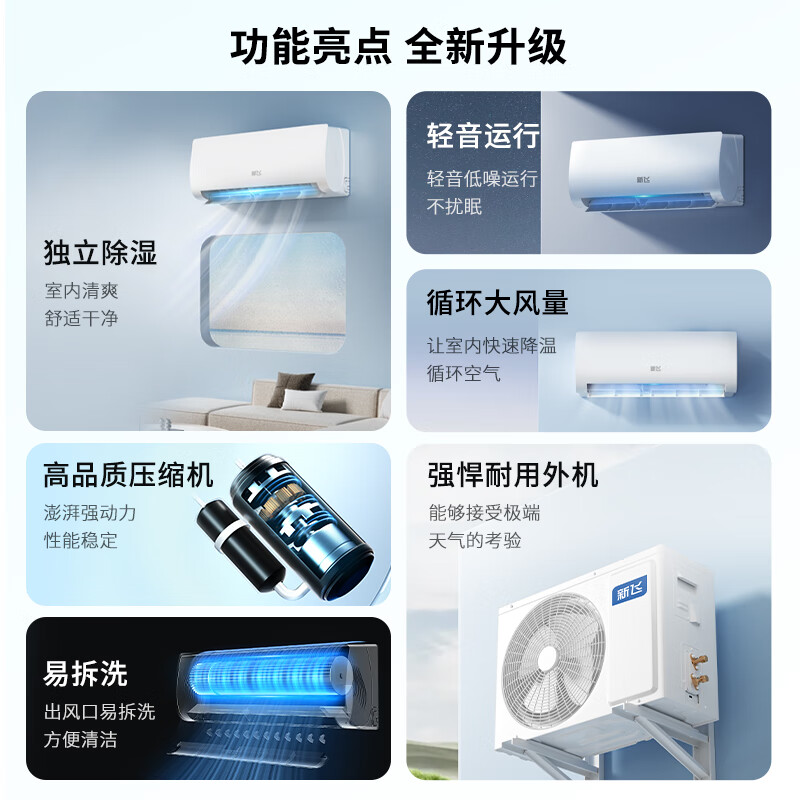 Xinfei (Frestec) air conditioner subsidy, new level of energy efficiency, large 1.5 HP, large 1 HP, on-hook, trade-in, energy-saving heating and cooling inverter air conditioner, household wall-mounted air conditioner, single cooling, large 1 HP, first level energy efficiency, door-to-door installation service provided