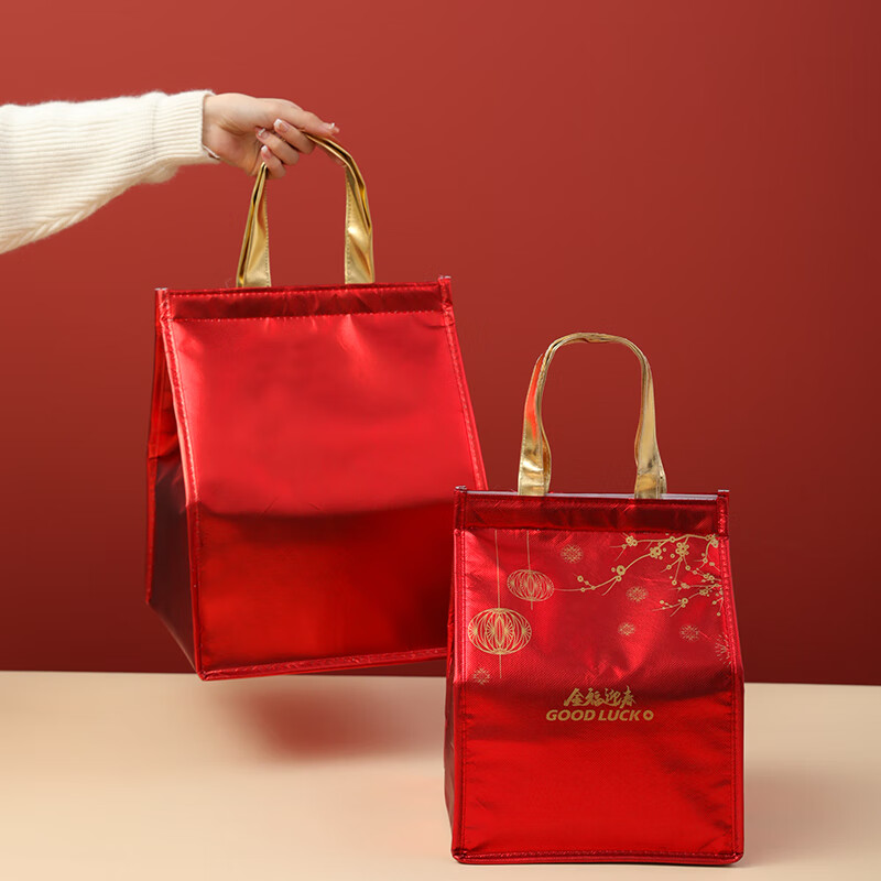 Large capacity burgundy beef and mutton pot gift box sea cucumber Buddha jumping wall insulation bag aluminum foil customization burgundy leather medium size including inner box 31*31*38