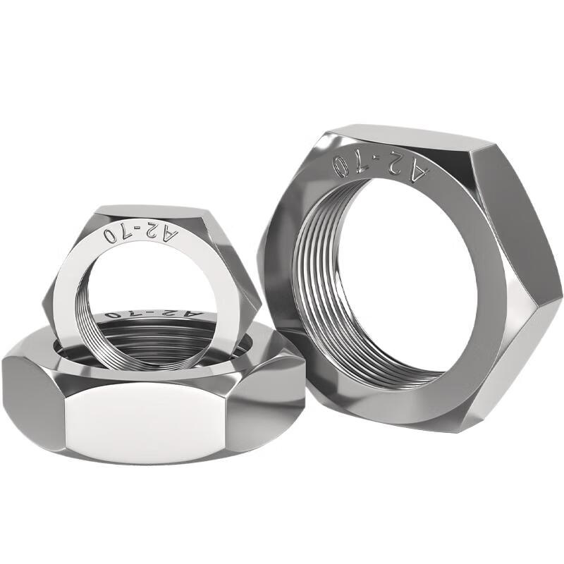 Tianzhuo Hardware 304/316L stainless steel fine thread thin nut hexagonal screw cap M8M10M12M14M16M18 M10*1.25 (thickness 5mm) 30 pieces fine thread reverse thread